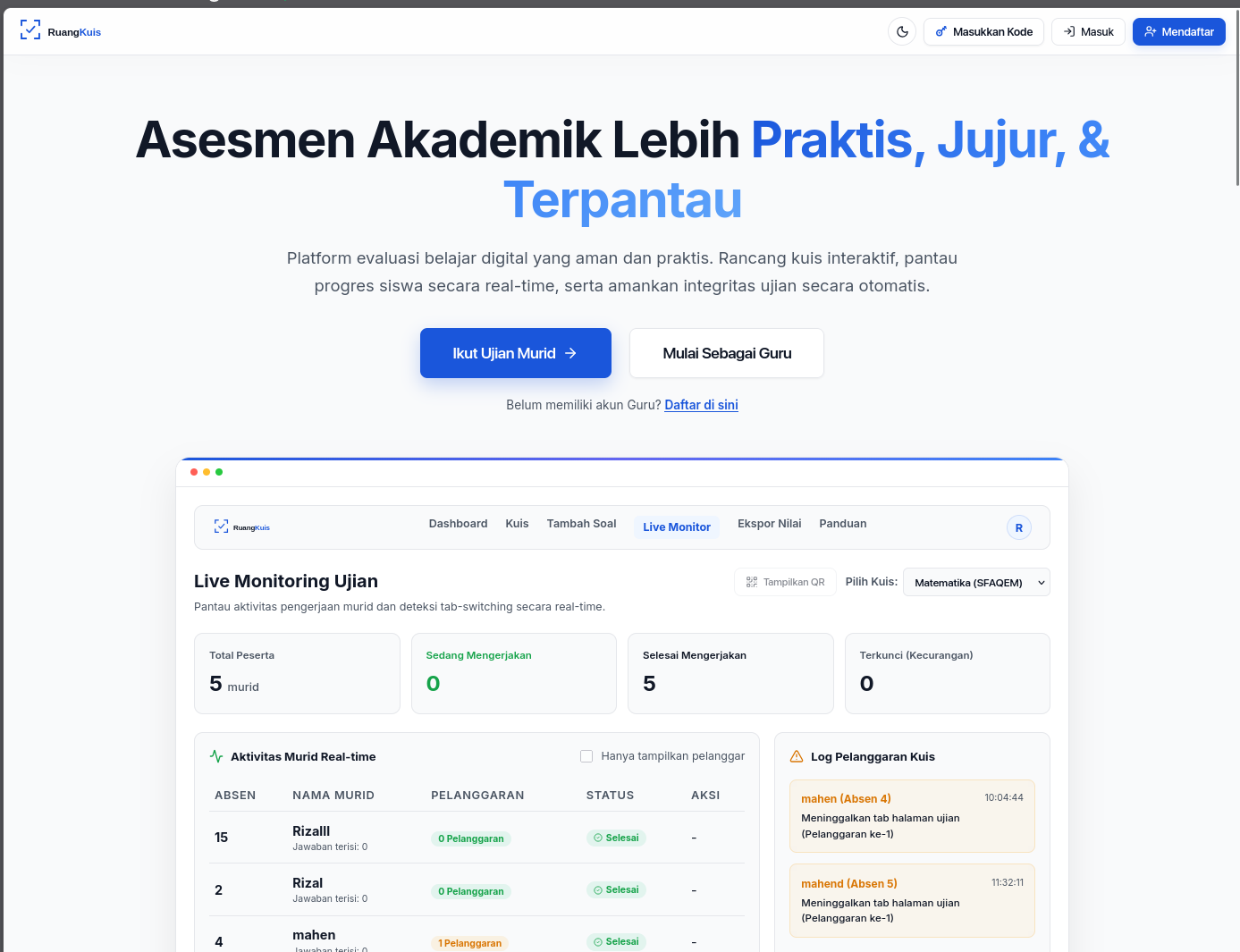 Ruang Kuiss - Platform Ujian Sekolah